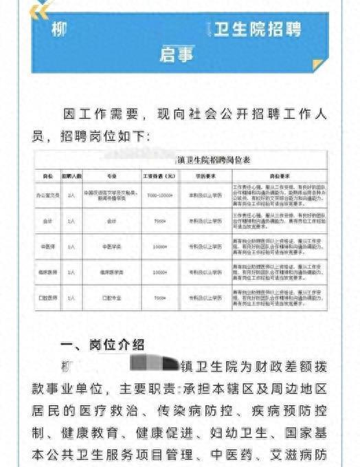 最新乡镇卫生院招聘启事✨